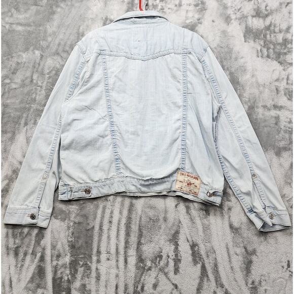 True Religion Jacket Men Denim Jacket M Blue Light Wash Jimmy Trucker Streetwear - Picture 3 of 13
